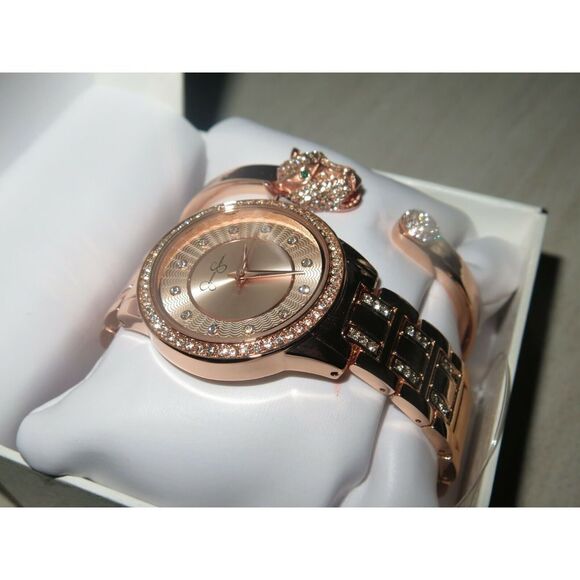 Jessica Simpson JSB8002RG Rose Gold Watch w/ Panther/Tiger Bracelet Crystal Pave - Picture 8 of 12